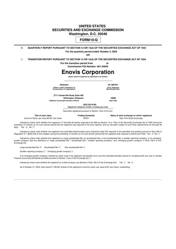 Thumbnail Enovis 10-Q Quarterly Report FY2025 