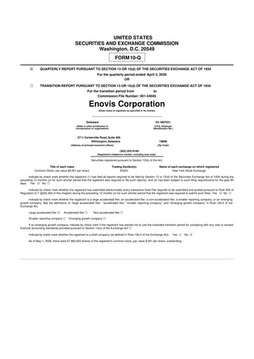 Thumbnail Enovis 10-Q Quarterly Report FY2026 
