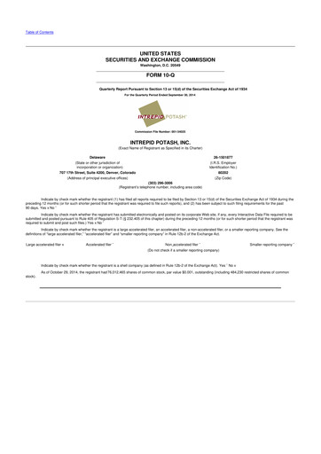 Thumbnail Intrepid Potash
 10-Q Quarterly Report FY2014 