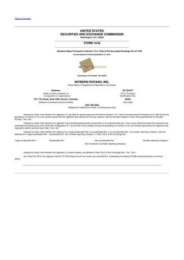 Thumbnail Intrepid Potash
 10-Q Quarterly Report FY2015 