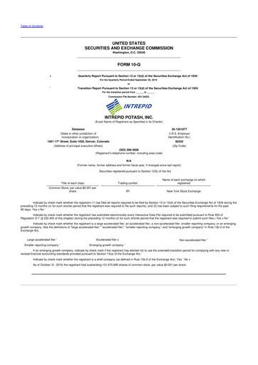 Thumbnail Intrepid Potash
 10-Q Quarterly Report FY2019 