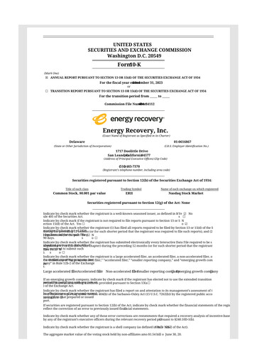 Thumbnail Energy Recovery
 10-K Annual Report 2023