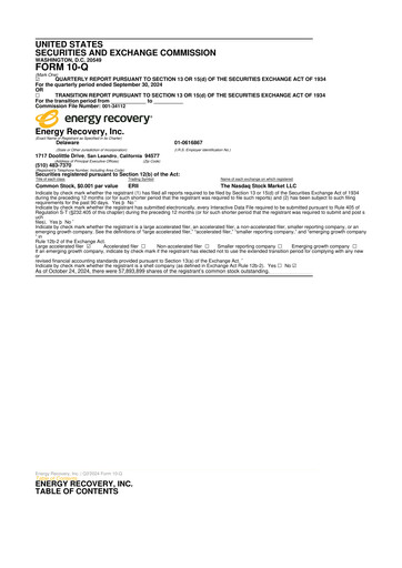 Thumbnail Energy Recovery
 10-Q Quarterly Report FY2024 