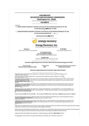 Thumbnail Energy Recovery
 10-K Annual Report 2024