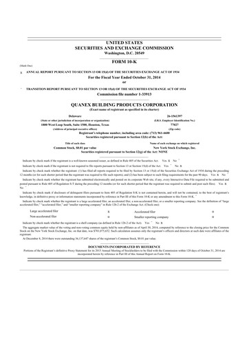 Thumbnail Quanex Building Products 10-K Annual Report 2014