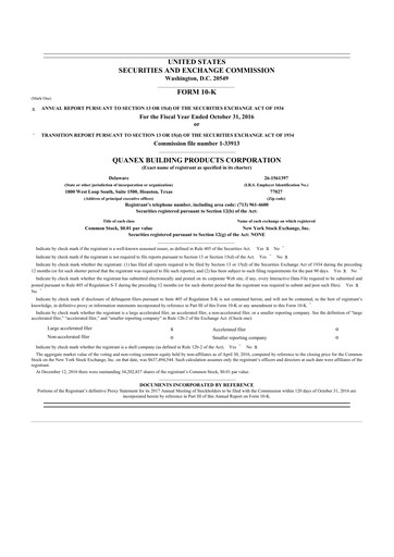 Thumbnail Quanex Building Products 10-K Annual Report 2016