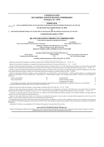 Thumbnail Quanex Building Products 10-K Annual Report 2024