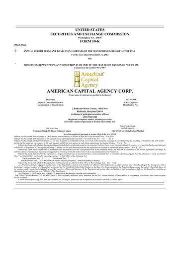 Thumbnail AGNC Investment 10-K Annual Report 2011