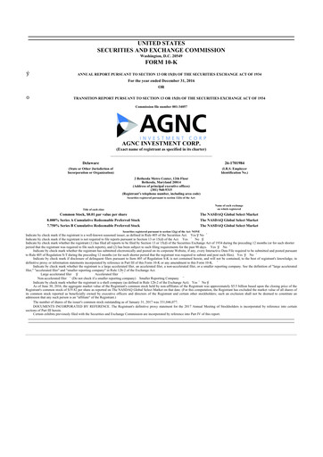 Thumbnail AGNC Investment 10-K Annual Report 2016