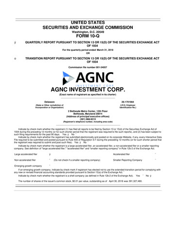 Thumbnail AGNC Investment 10-Q Quarterly Report FY2018 