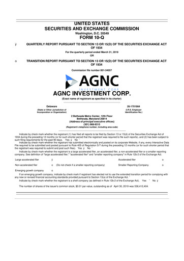 Thumbnail AGNC Investment 10-Q Quarterly Report FY2019 