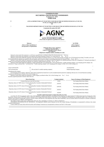 Thumbnail AGNC Investment 10-K Annual Report 2019