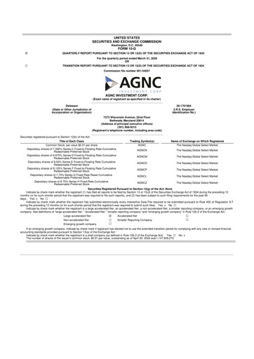 Thumbnail AGNC Investment 10-Q Quarterly Report FY 