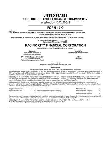 Thumbnail PCB Bancorp 10-Q Quarterly Report FY2019 