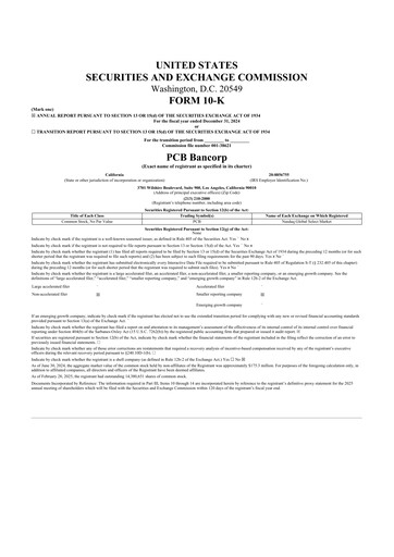 Thumbnail PCB Bancorp 10-K Annual Report 2024