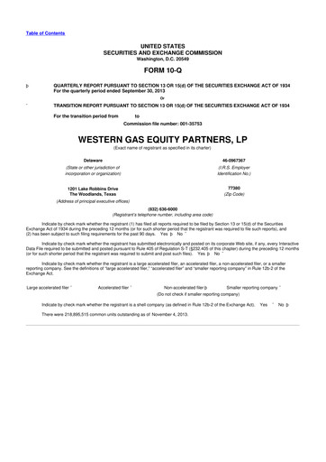 Thumbnail Western Midstream
 10-Q Quarterly Report FY2013 