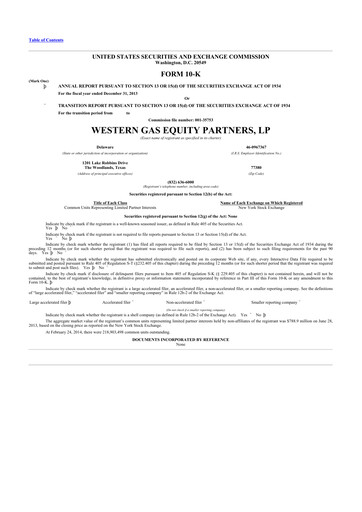 Thumbnail Western Midstream
 10-K Annual Report 2013