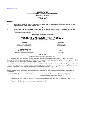 Thumbnail Western Midstream
 10-Q Quarterly Report FY2014 
