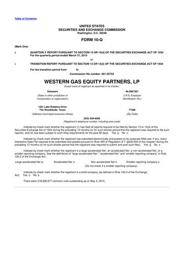 Thumbnail Western Midstream
 10-Q Quarterly Report FY2015 