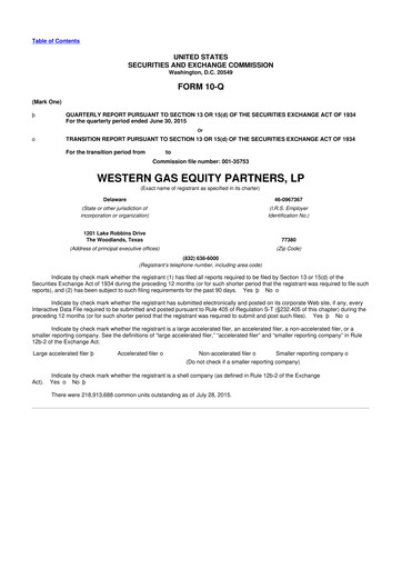 Thumbnail Western Midstream
 10-Q Quarterly Report FY2015 