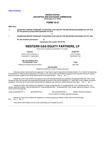 Thumbnail Western Midstream
 10-Q Quarterly Report FY2015 