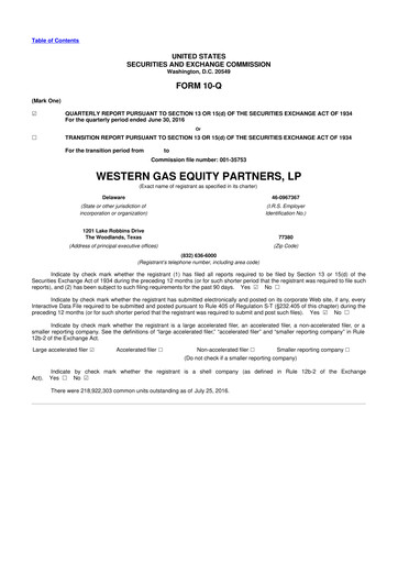 Thumbnail Western Midstream
 10-Q Quarterly Report FY2016 