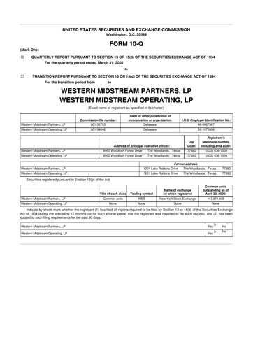 Thumbnail Western Midstream
 10-Q Quarterly Report FY 