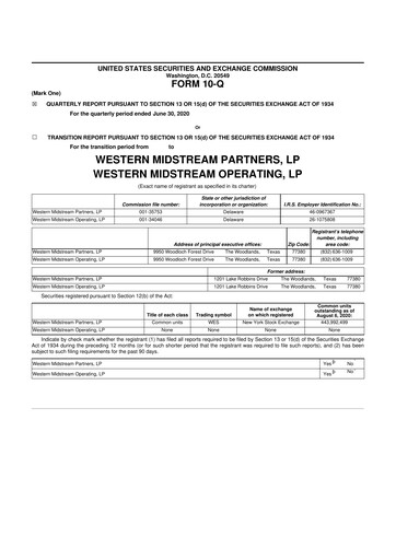 Thumbnail Western Midstream
 10-Q Quarterly Report FY 