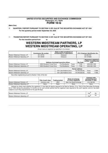 Thumbnail Western Midstream
 10-Q Quarterly Report FY 