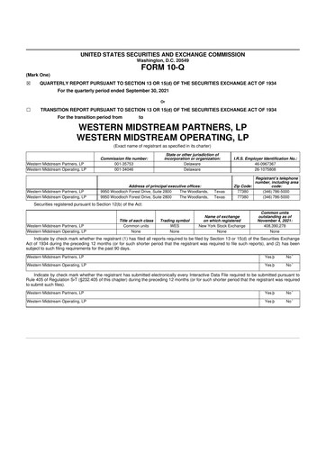 Thumbnail Western Midstream
 10-Q Quarterly Report FY 