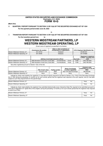 Thumbnail Western Midstream
 10-Q Quarterly Report FY 