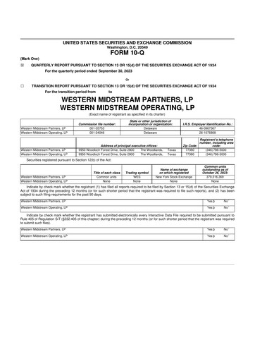 Thumbnail Western Midstream
 10-Q Quarterly Report FY 