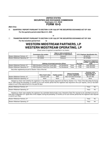 Thumbnail Western Midstream
 10-Q Quarterly Report FY 