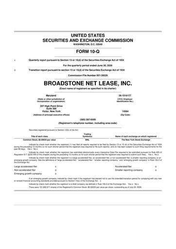 Thumbnail Broadstone Net Lease 10-Q Quarterly Report FY 