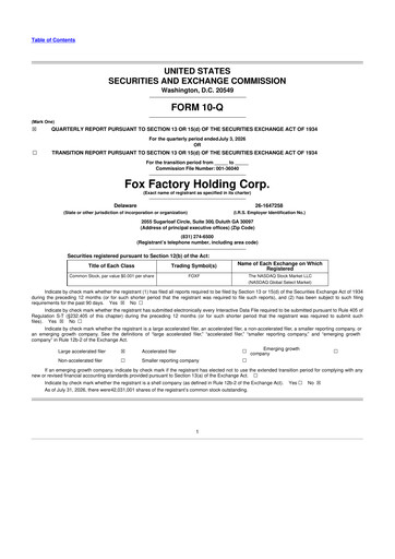 Thumbnail Fox Factory Holding 10-Q Quarterly Report FY2026 