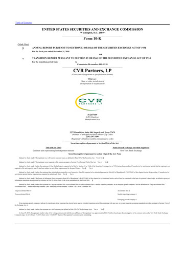 Thumbnail CVR Partners 10-K Annual Report 2018