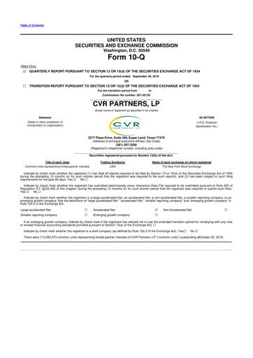 Thumbnail CVR Partners 10-Q Quarterly Report FY2019 