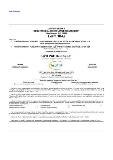 Thumbnail CVR Partners 10-Q Quarterly Report FY2020 