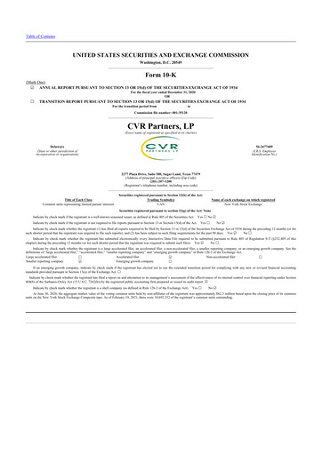 Thumbnail CVR Partners 10-K Annual Report 2020