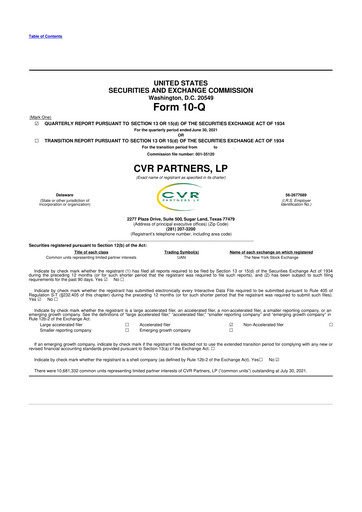 Thumbnail CVR Partners 10-Q Quarterly Report FY2021 
