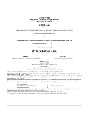 Thumbnail OrthoPediatrics 10-Q Quarterly Report FY2018 
