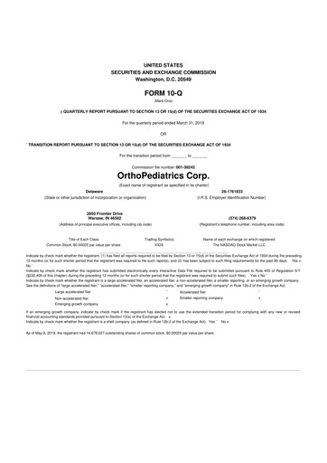 Thumbnail OrthoPediatrics 10-Q Quarterly Report FY2019 