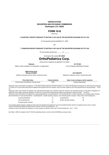 Thumbnail OrthoPediatrics 10-Q Quarterly Report FY2020 