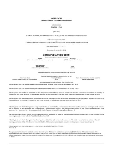 Thumbnail OrthoPediatrics 10-K Annual Report 2020