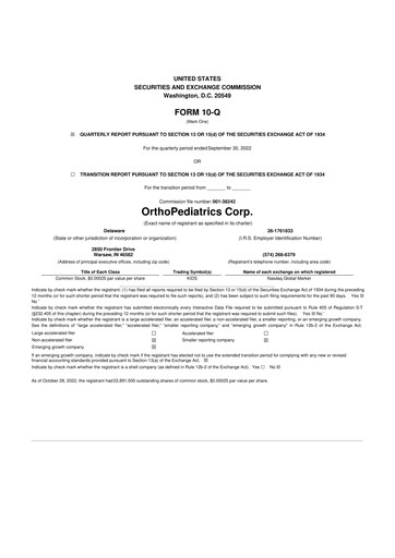 Thumbnail OrthoPediatrics 10-Q Quarterly Report FY2022 
