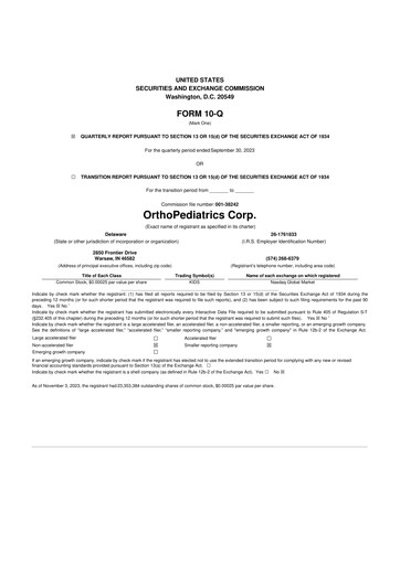 Thumbnail OrthoPediatrics 10-Q Quarterly Report FY2023 