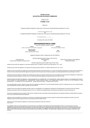 Thumbnail OrthoPediatrics 10-K Annual Report 2024