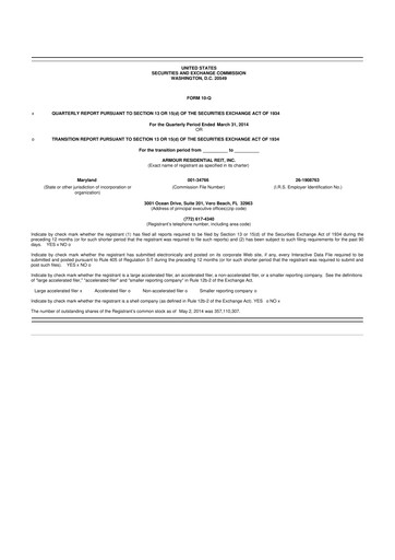 Vorschaubild ARMOUR Residential REIT 10-Q Quartalsbericht 2014 