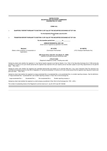 Vorschaubild ARMOUR Residential REIT 10-Q Quartalsbericht 2014 