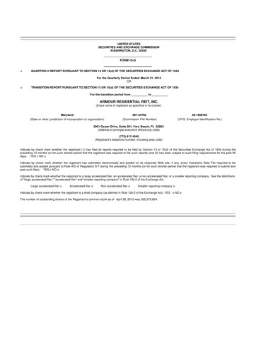 Vorschaubild ARMOUR Residential REIT 10-Q Quartalsbericht 2015 